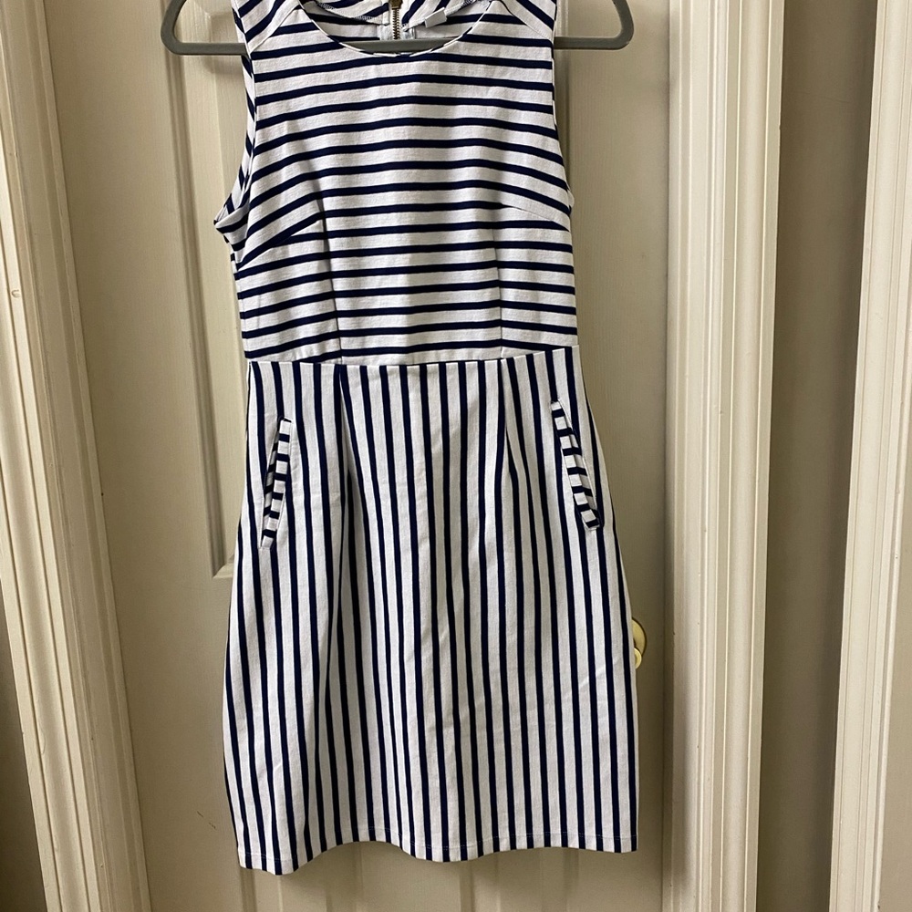 Striped Navy and White Dress